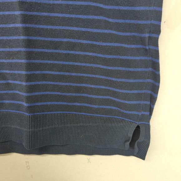 Massimo Dutti Extrafine Cotton Knit T Shirt Top Navy Blue Striped Womens XL - Picture 6 of 8